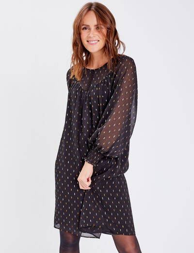 Robe droite fluide noir femme