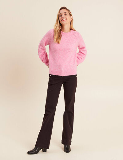 Pantalon coupe bootcut &agrave; pont marron fonc&eacute; femme