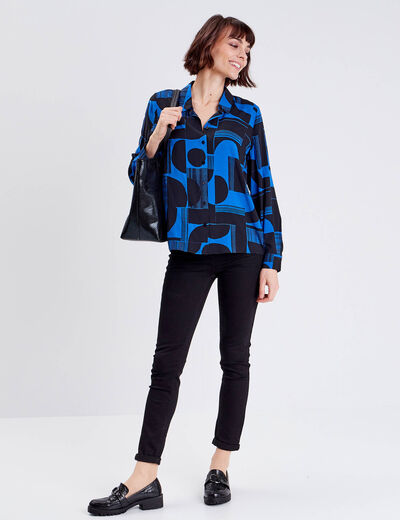 Chemise manches longues bleu electrique femme