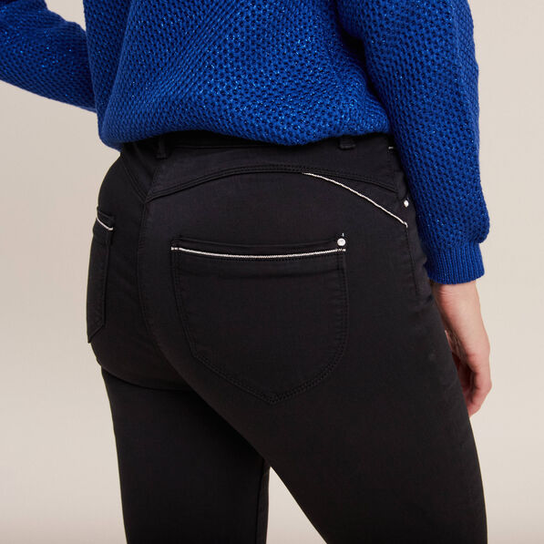 Pantalon ajusté taille haute noir femme