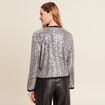 Veste zippée sequins gris argent femme