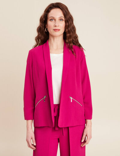 Veste fluide col châle rose fushia femme
