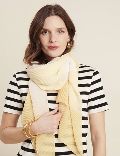 Foulard plissé jaune clair femme
