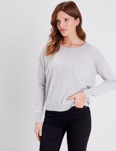 Pull manches longues gris clair femme