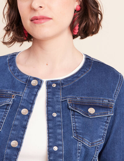 Veste r&eacute;versible cintr&eacute;e en jean bleu femme