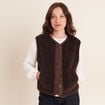 Veste r&eacute;versible duveteuse marron fonc&eacute; femme