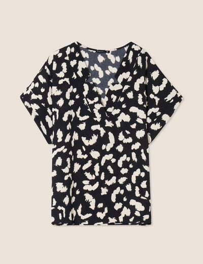 Blouse fluide manches courtes noir femme