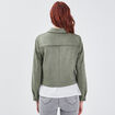 Blouson droit effet suédine vert kaki femme
