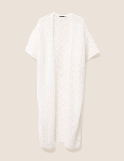 Gilet long manches courtes blanc femme
