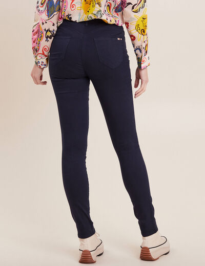 Pantalon léger taille standard long bleu marine femme