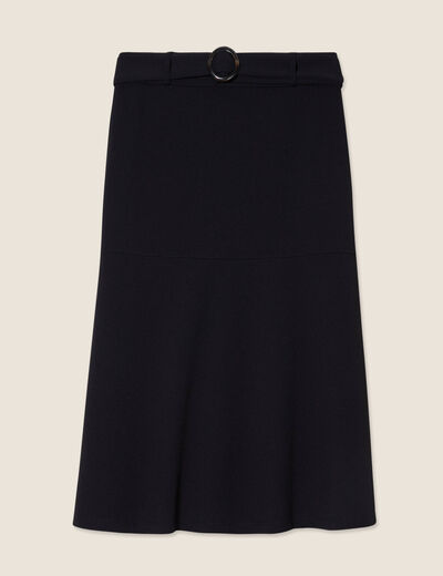 Jupe longue droite ceinture noir femme