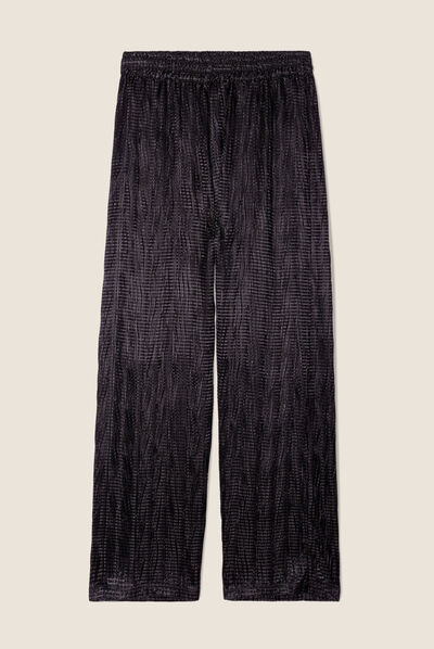 Pantalon large flou noir femme