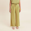 Pantalon fluide taille haute vert olive femme