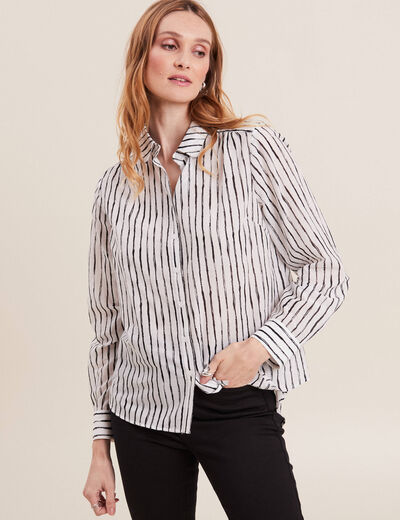 Chemise manches longues blanc femme