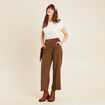 Pantalon large pinces marron femme