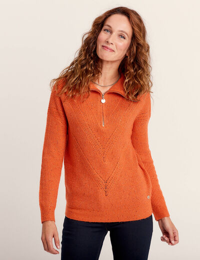 Pull manches longues orange femme