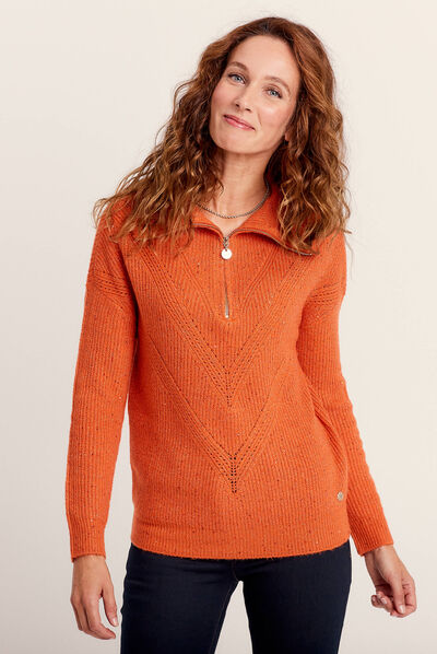 Pull manches longues orange femme