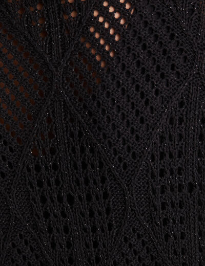 Gilet manches 3/4 ajouré noir femme
