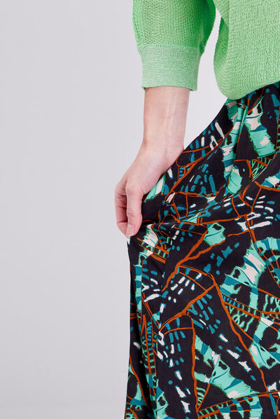 Jupe midi évasée fluide vert pastel femme
