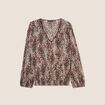 Blouse droite manches longues marron cognac femme