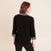 T-shirt col chemise manches 3/4 noir femme