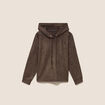 Sweat droit &agrave; capuche manches longues marron fonc&eacute; femme