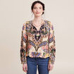 Blouse manches longues bleu femme