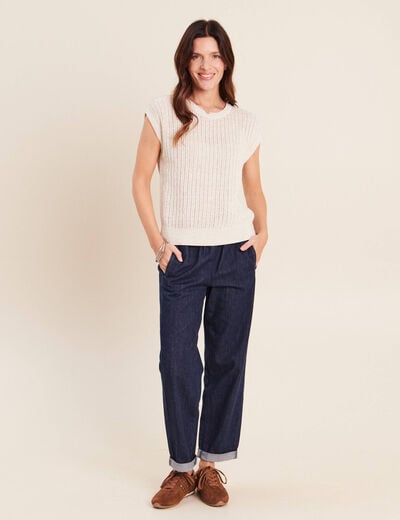 Jean mom en denim denim brut femme