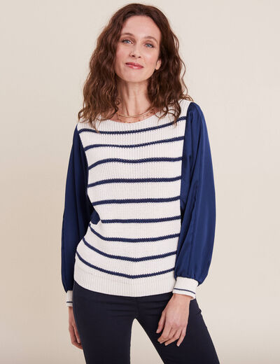 Pull manches longues blanc femme