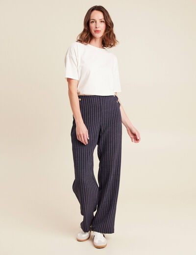 pantalon large bleu femme