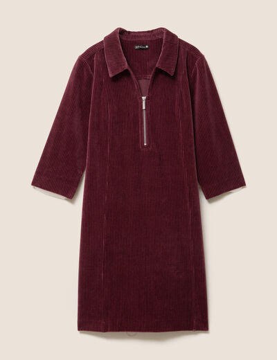 Robe droite velours bordeaux femme