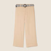 Pantalon large 7/8ème ceinturé sable femme