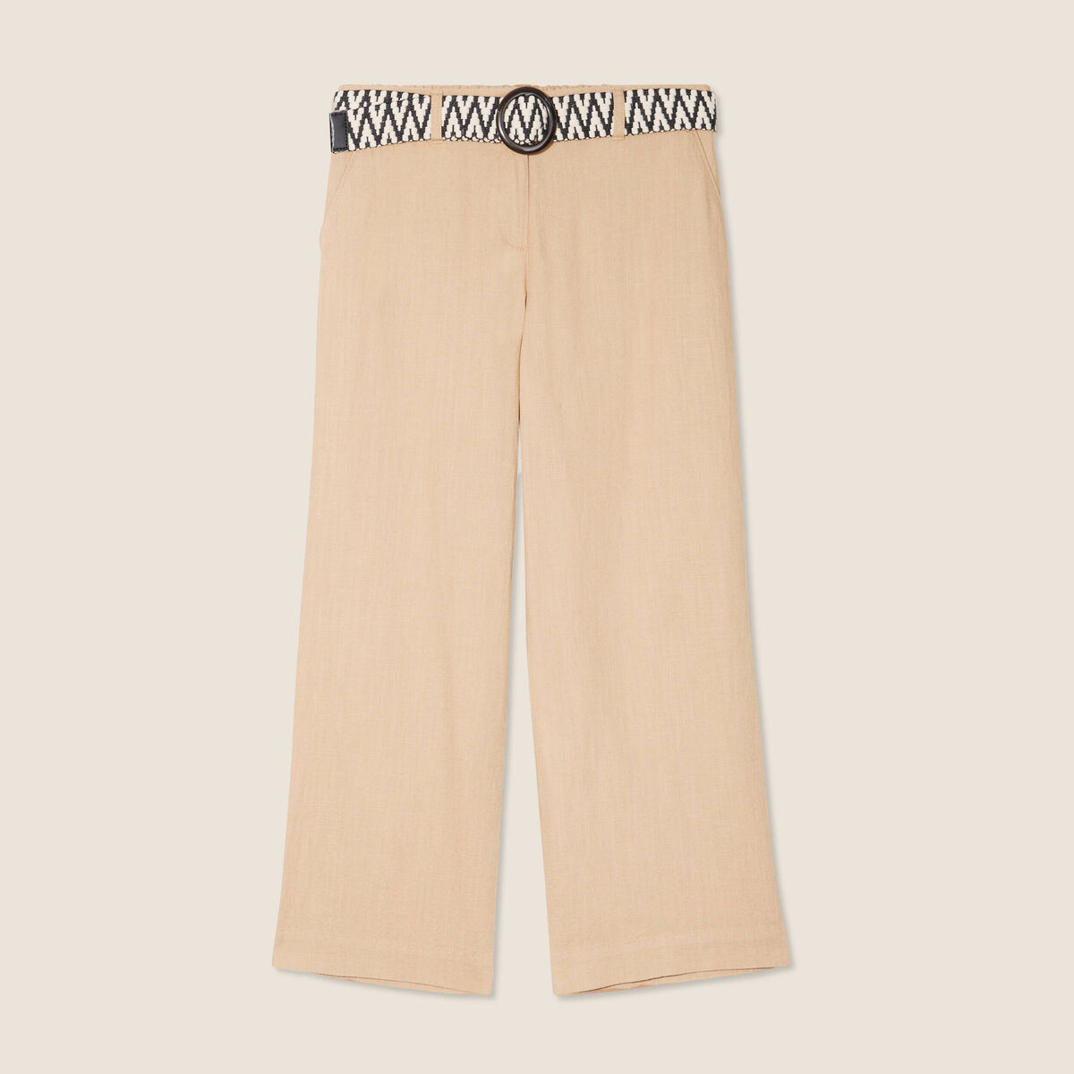 Pantalon large 7/8ème ceinturé sable femme