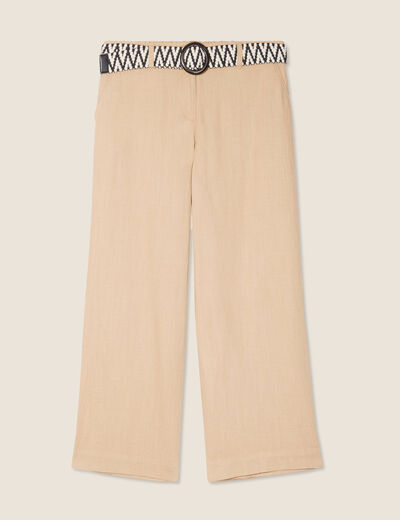 Pantalon large 7/8ème ceinturé sable femme