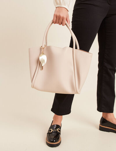 Sac cabas détail pampille sable femme