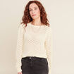 Pull manches longues ajouré jaune clair femme