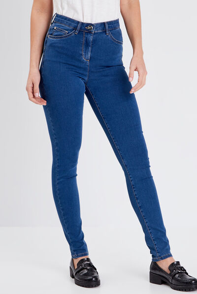 Pantalon léger taille haute long denim double stone femme