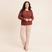 T-shirt manches longues aspect dentelle marron femme