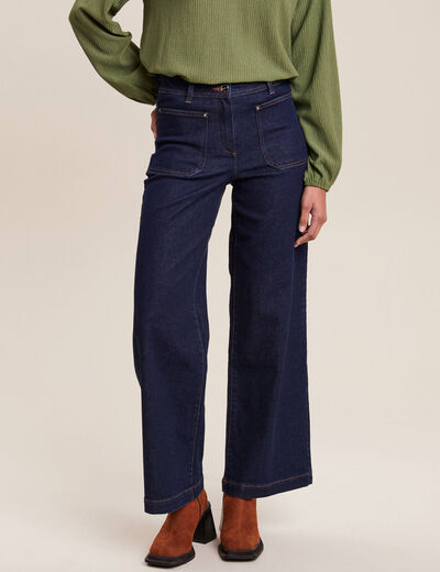Jean large taille haute denim brut femme