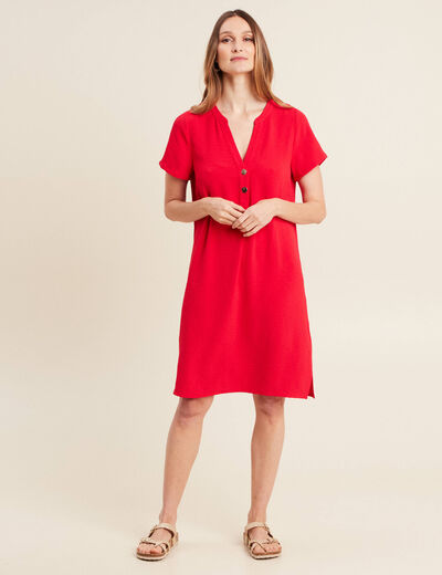Robe droite manches courtes rouge femme