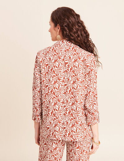 Veste longue droite col tailleur orange femme