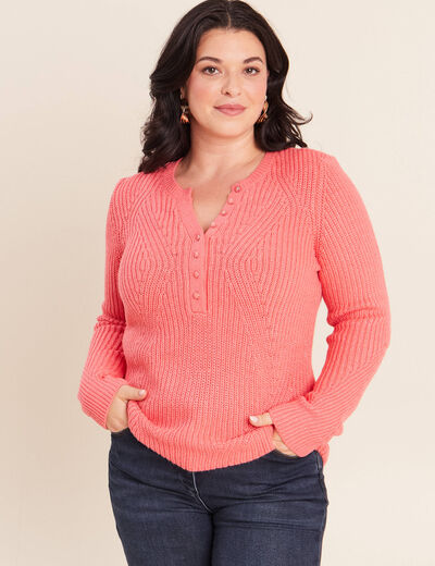 Pull manches longues rose framboise femme