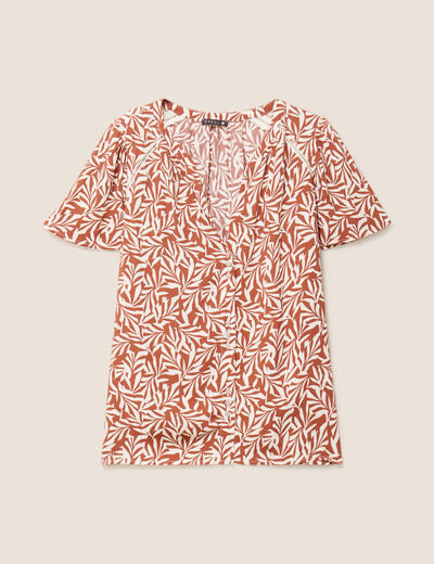 Blouse fluide manches courtes orange femme