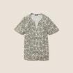 Blouse col v manches courtes fluide vert femme