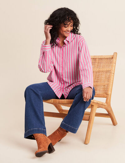 Jean coupe bootcut taille bascul&eacute;e denim stone femme