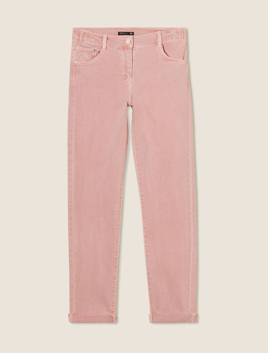 Jean ajusté 7/8ème 5 poches mauve femme