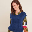 Pull sans manches bleu marine femme