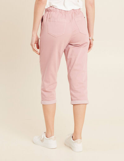 Pantacourt large taille haute rose pastel femme
