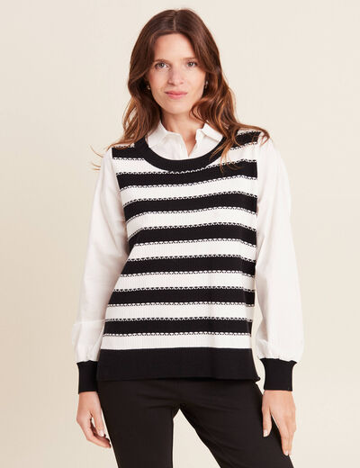 Pull manches longues blanc femme