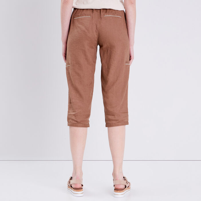 Bermuda droit à détails bijoux marron femme
